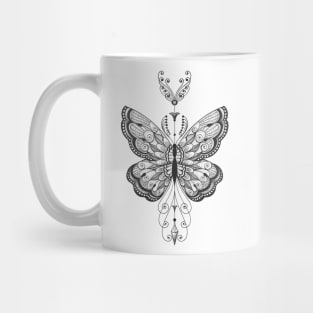 Hand drawn butterfly Tattoo on white background. Mug
